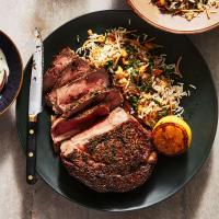 Rachael Ray's Rib Eye Steaks with Gorgonzola Sauce & Kale-Walnut Vermicelli Rice_image