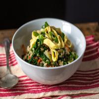 Stir-Fried Brown Rice With Red Chard and Carrots image