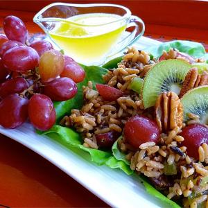 Nutty Wild Rice Salad with Kiwifruit and Red Grapes image