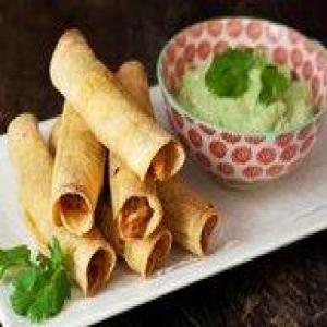 Baked Chicken Taquitos with Green Chiles and Avocado Yogurt Dip_image