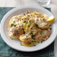 German Schnitzel and Potatoes with Gorgonzola Cream_image