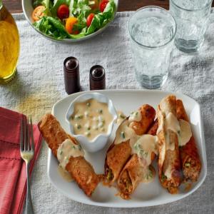 Chicken Taquitos with Roasted Poblano Cheese Sauce image