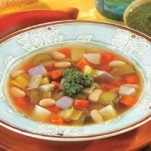 Swanson® Winter Vegetable Bean Soup with Pesto image