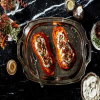 Twice-Baked Butternut Squash With Parmesan Cream and Candied Bacon_image