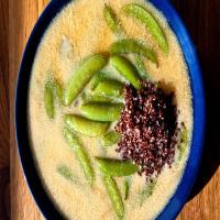 Garlic Soup With Quinoa and Snap Peas image