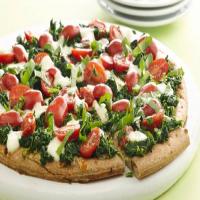 Spinach and Marinated Tomato Pizza image