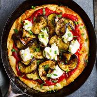 Frying pan pizza with aubergine, ricotta & mint_image