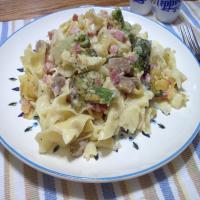 Rich and Cheesy Ham and Asparagus Noodle Casserole image