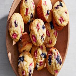 Rhubarb-Blueberry Corn Muffins image