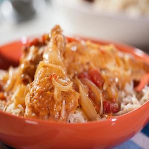Tomato and Coconut Chicken over Spiced Rice Pilaf_image