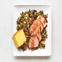 Barbecue Pork Tenderloin with Collards and Lentils image