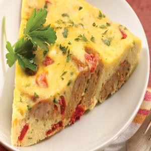 al fresco Roasted Pepper and Asiago Chicken Sausage Frittata_image