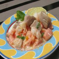 Ahi Tuna and Baby Shrimp Ceviche W/Papaya Salad and Coconut image