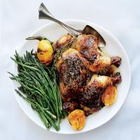Roast Chicken with Rhubarb Butter and Asparagus image