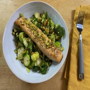 Air Fryer Salmon and Brussels Sprouts for Two image