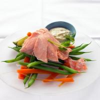 Poached Salmon with Curried Yogurt Sauce image