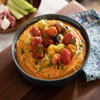 Smoky Red Pepper Hummus with Charred Tomatoes_image