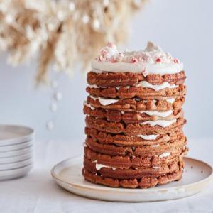 Gingerbread Waffle Cake with Peppermint Frosting image