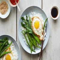 Toasted Coconut Rice With Bok Choy and Fried Eggs image