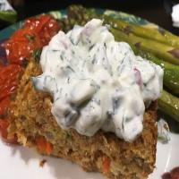 Pink Salmon Loaf with Creamy Cucumber Sauce_image