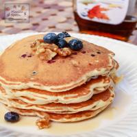 Fluffy Pancakes with Blueberries and Walnuts_image