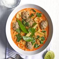 Thai coconut soup with turkey meatballs image