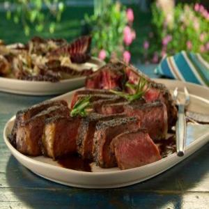 Bistecca alla Florentine with Balsamic-Rosemary Steak Sauce and Grilled Treviso with Gorgonzola_image