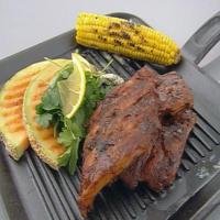 Rory's Ribs with Grilled Corn, Cantaloupe, and Fresh Herb Salad_image