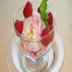 Lactose Free Peach Frozen Yogurt with Raspberry Swirl_image