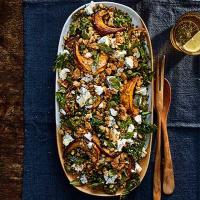 Roast squash with goat's cheese & puy lentils image