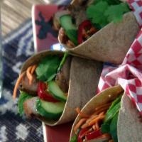 Banh-mi Wrap: Vietnamese Grilled Pork Wrap with Pickled Carrots and Mint_image
