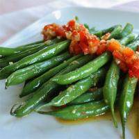 Garlicky, Spicy and Sesamey Green Beans image