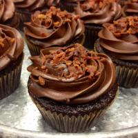 Dark Chocolate Bacon Cupcakes image