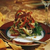 Linguine with Red Peppers, Green Onions and Pine Nuts image