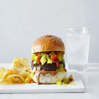 Black-Eyed Pea Burgers With Creamy Barbecue Sauce and Chowchow_image