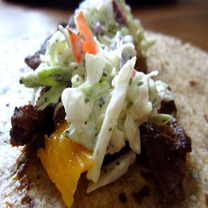 Soft-Shell Steak Tacos With Creamy Lime Coleslaw_image