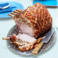 Roast rack of pork with wild garlic stuffing_image