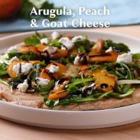 Arugula, Peach, And Goat Cheese Flatbread Recipe by Tasty image
