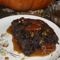 Chocolate Bread Pudding with Bourbon Pecan Sauce image