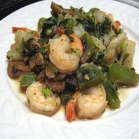 Shrimp Stir-Fry With Bok Choy, Mushrooms & Peppers image
