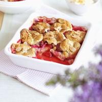 Rhubarb & strawberry cobbler with orange cream_image