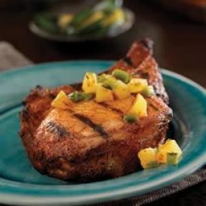 Chili-Rubbed Pork Chops with Grilled Pineapple Salsa image