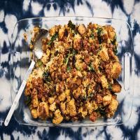 Cornbread Stuffing with Sausage and Collard Greens image