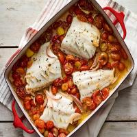 One-Pan Roasted Fish With Cherry Tomatoes image