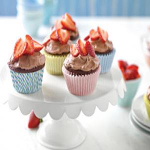 Triple Chocolate-Strawberry Cupcakes image