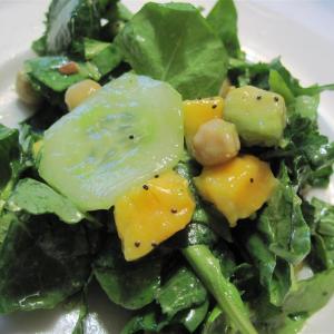 Summer Kale, Avocado, Mango, and Chickpea Salad with Citrus Poppy Seed Vinaigrette image