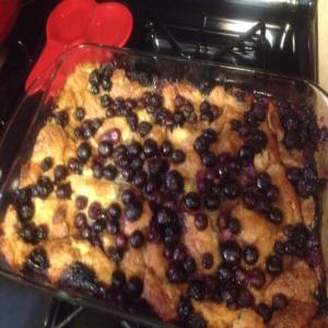 Baked Croissant Blueberry French Toast With Crispy Pecans image
