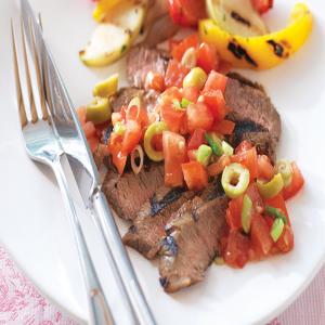 BBQ Grilled Steak with Tomato-Olive Relish_image