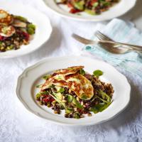 Lentil Salad With Halloumi, Avocado And Roasted Peppers Recipe_image