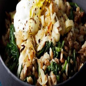 Instant Pot Middle Eastern Lentils With Rice, Leeks, and Spinach image